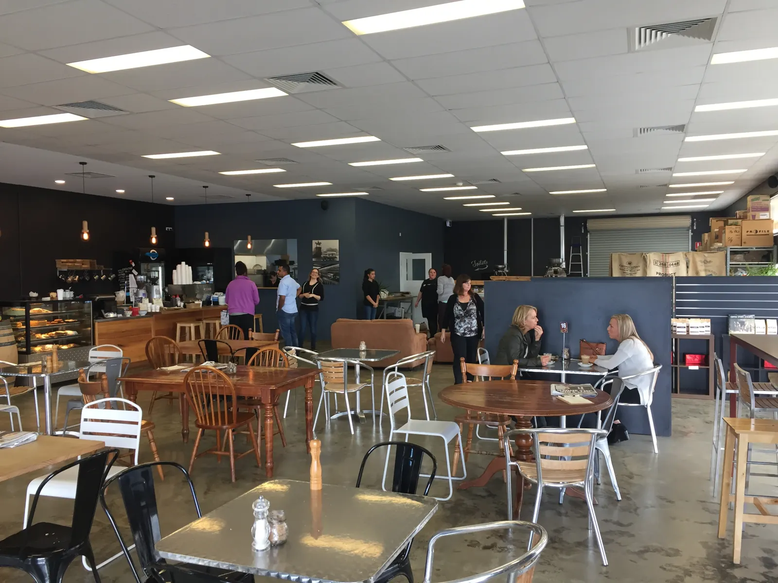 Inside The Roastery—our open, warehouse-style café and roasting home.